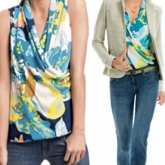 CABI Spring Blossom #741 Sleevless Faux Wrap Top size medium - Picture 1 of 5